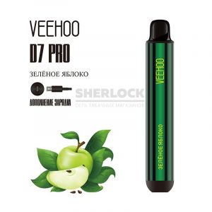 Электронная сигарета VEEHOO D7 Pro 2000 (Зеленое яблоко) купить с доставкой в Самаре, по России и СНГ. Цена. Изображение №5. 