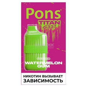 Электронная сигарета Pons Titan 6000 (Арбузная Жвачка) купить с доставкой в Самаре, по России и СНГ. Цена. Изображение №8. 
